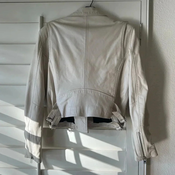 IRO NEW Ashville Leather Jacket Pearl White 44 L - Picture 5 of 8